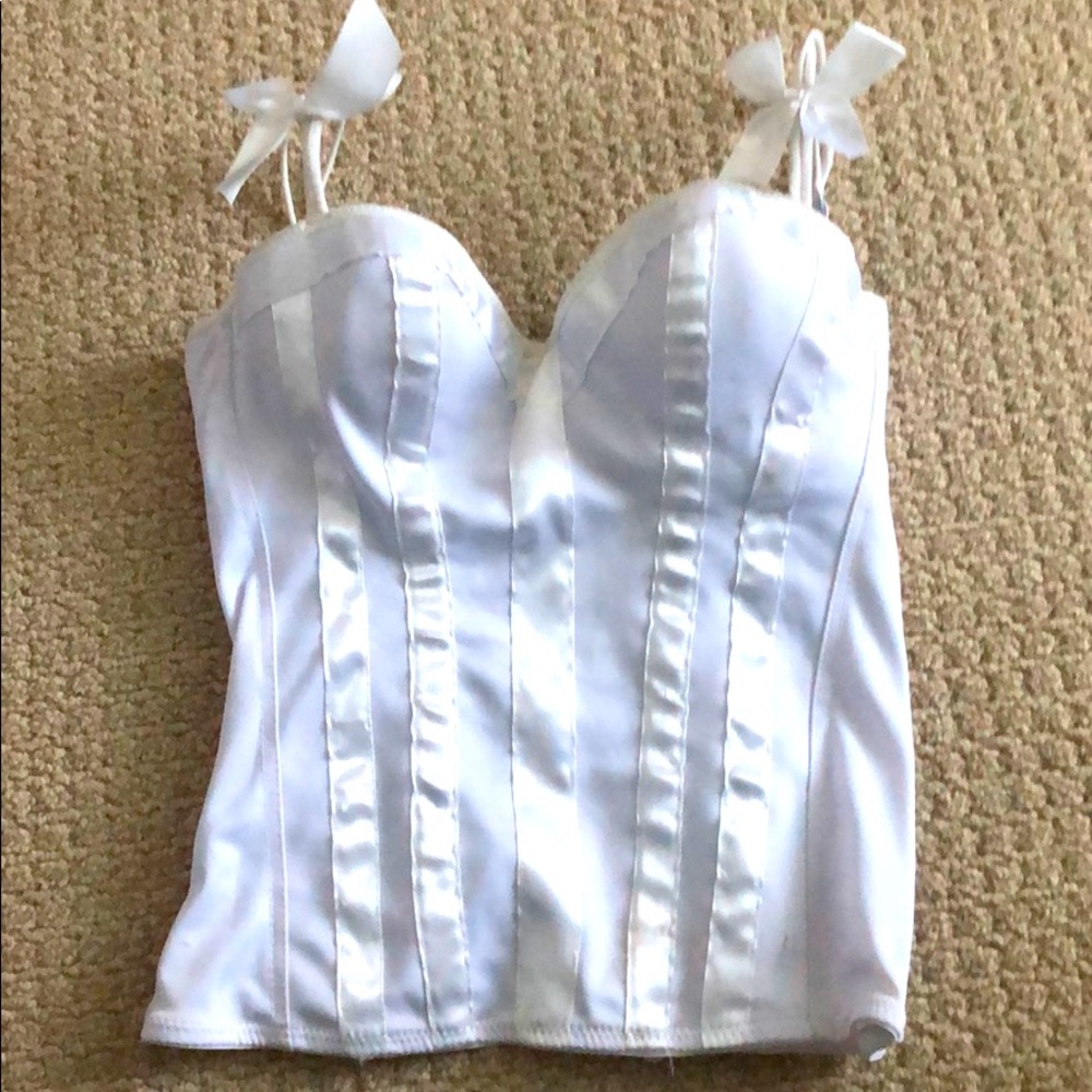 White silk striped corset top